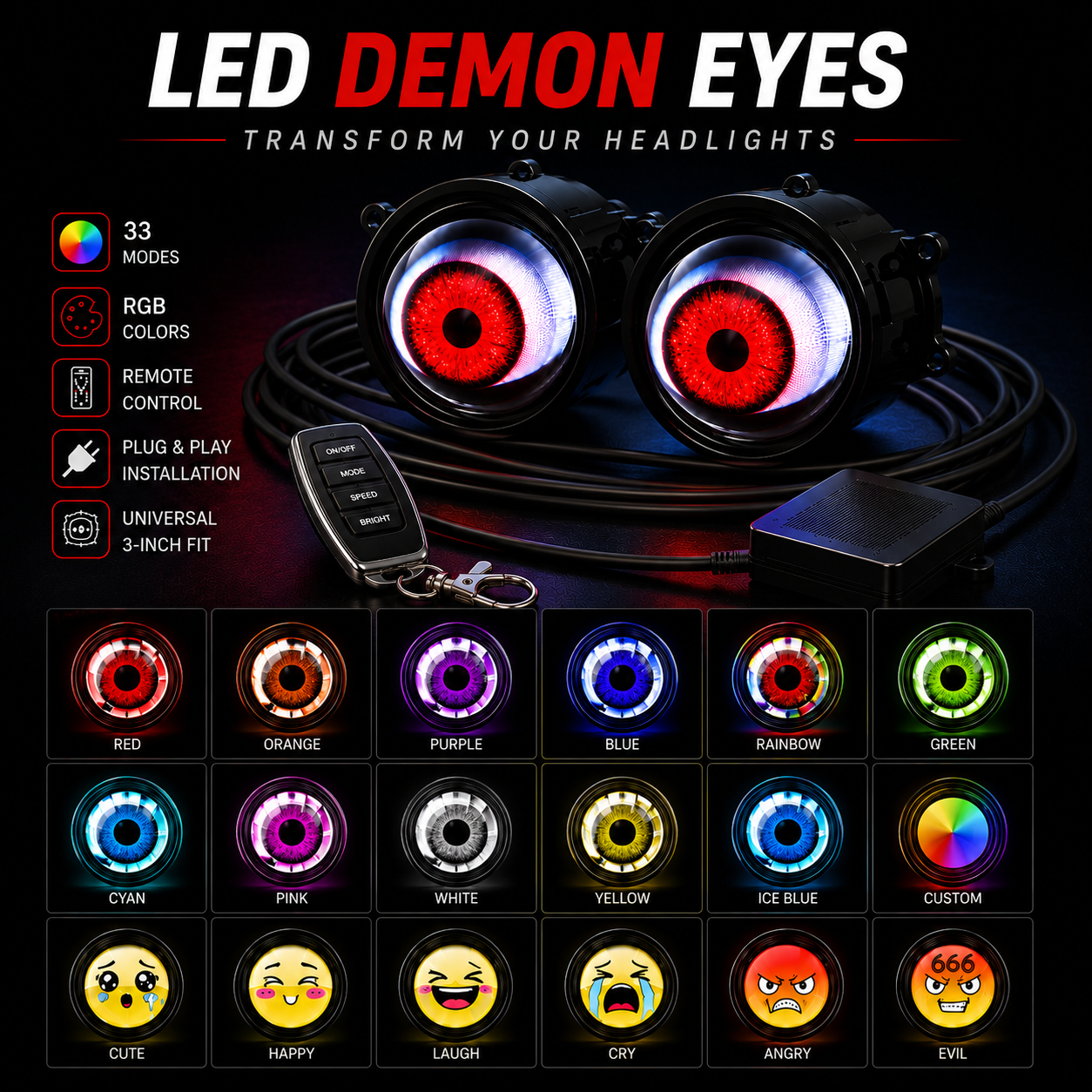 Neon Blink™- RGB Headlight Eyes